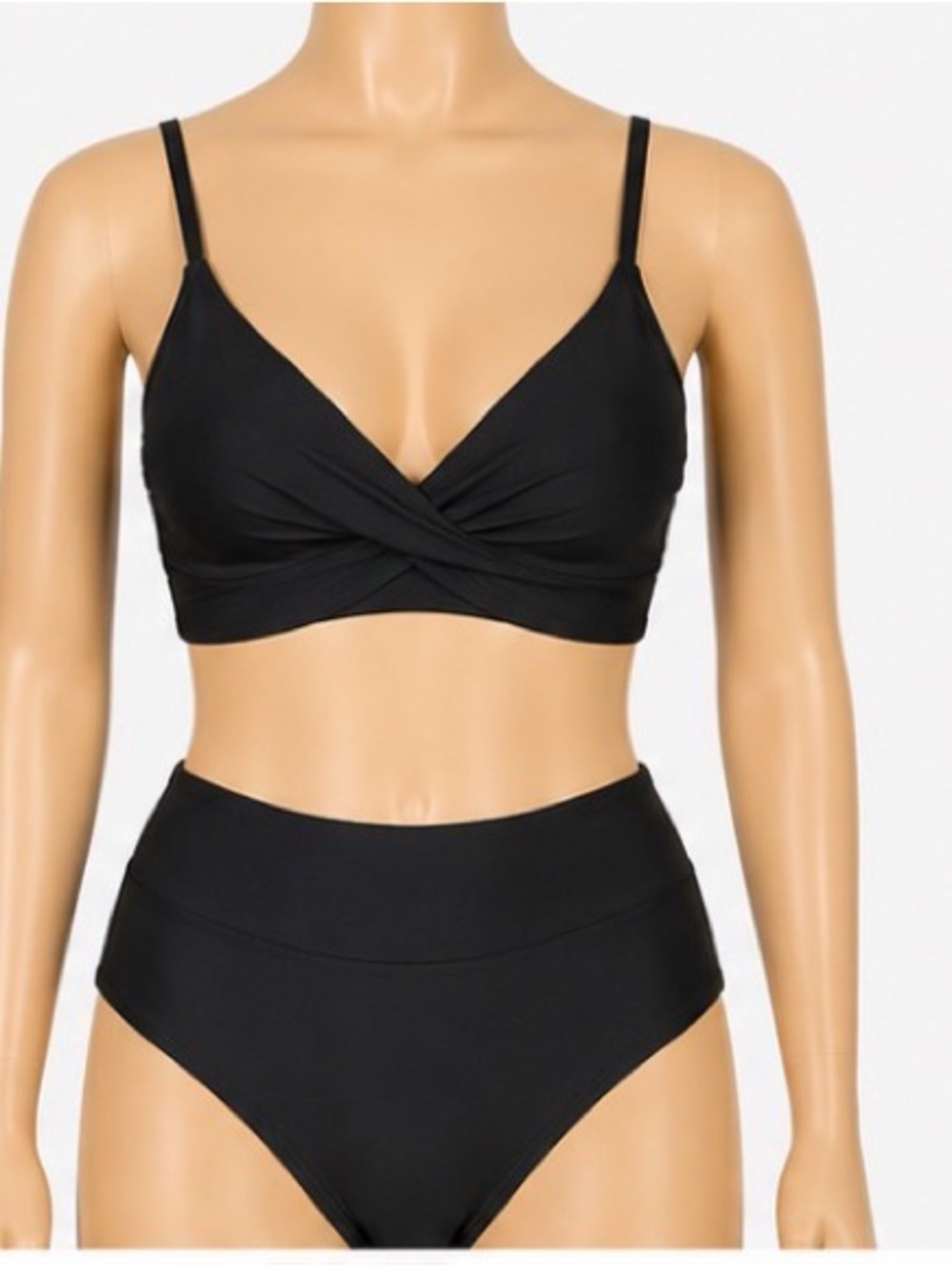 Cupshe Black Twist-Front High-Waist Bikini Set